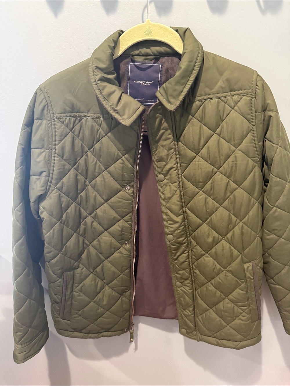 Vineyard Vines Olive Green Quilted Kids Pea Coat